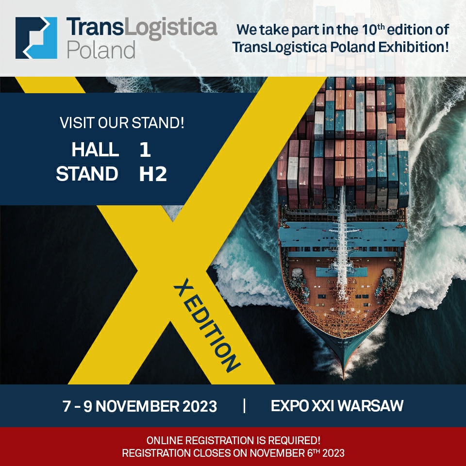 Annonce de la présence d'Axxes à Translogistica avec toutes les informations nécessaires : du 7 eu 9 novembre à l'Expo XXI à Varsovie